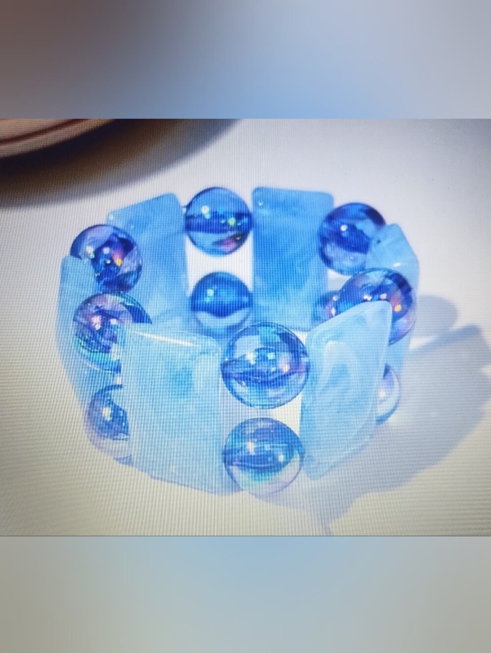 Blue Beaded Stretch Bracelet
